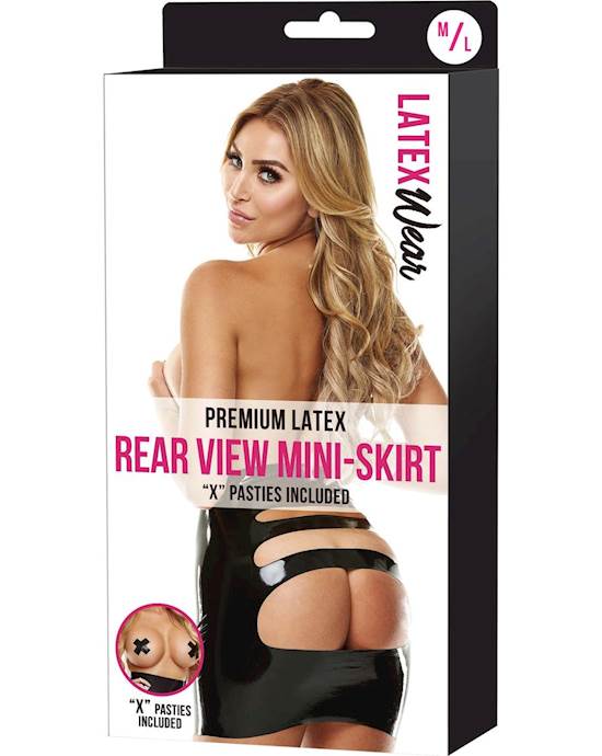Premium Latex Open Back Rear View Mini Skirt - S/m