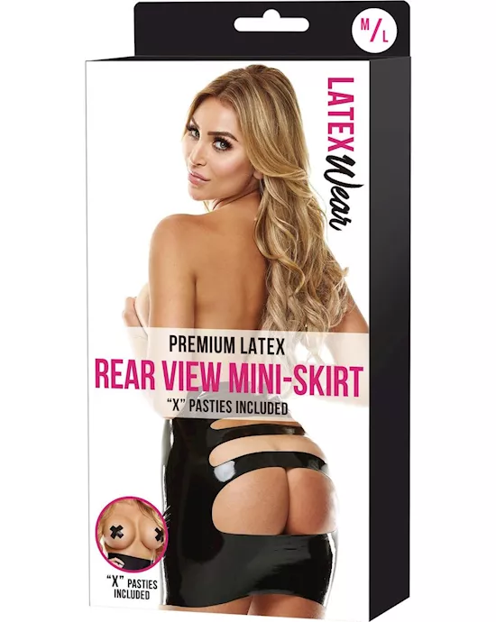 Premium Latex Open Back Rear View Mini Skirt  SM