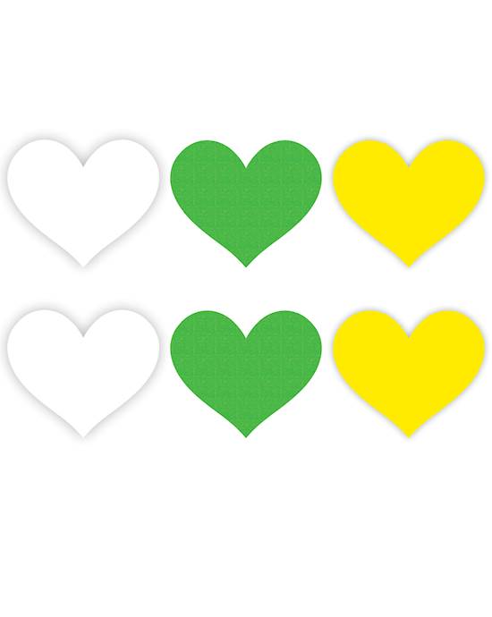 Neon Heart Pasties - White/green/yellow