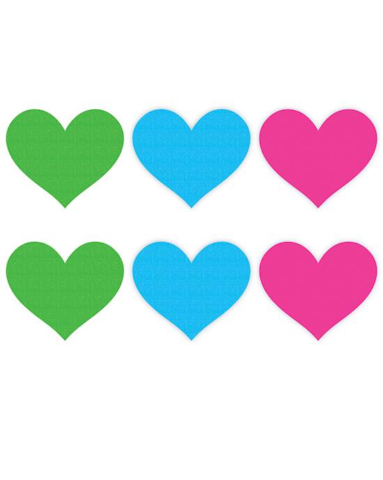 Neon Heart Pasties  GreenBluePink