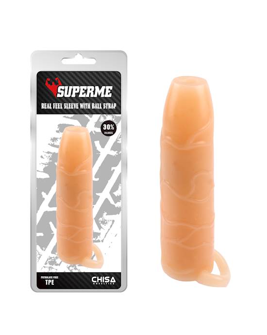 Real Feel Sleeve Penis Extender With Ball Strap