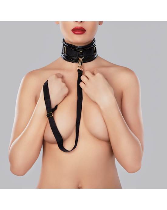 Adore Butter Soft Faux Leather Collar With Leash