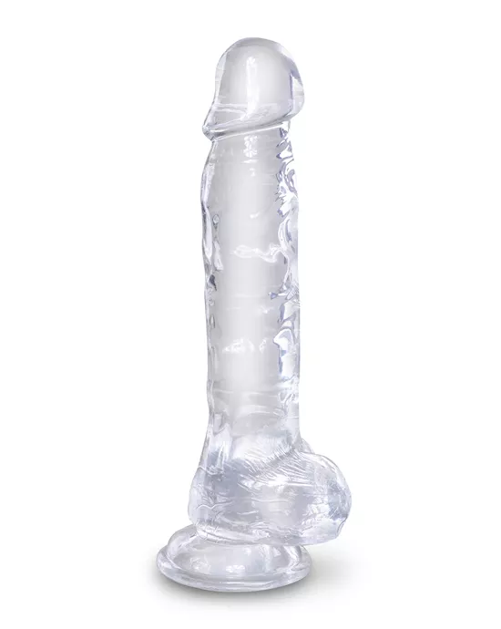 King Cock Clear Dildo with Balls  8 Inch