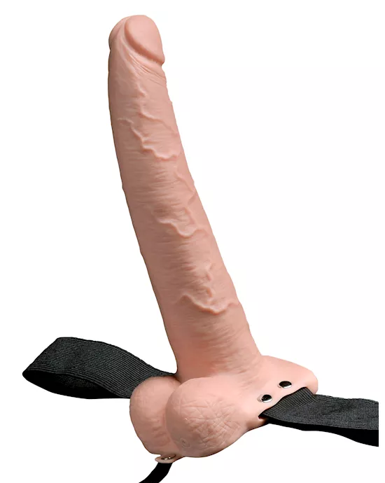 Fetish Fantasy 9 Inch Hollow Rechargeable Strapon with Balls