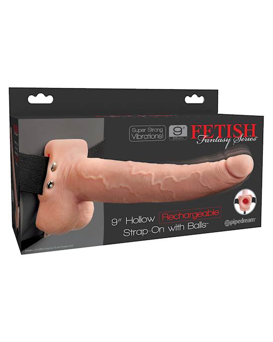 Fetish Fantasy 9 Inch Hollow Rechargeable Strap-on With Balls