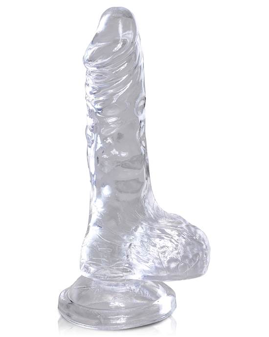 King Cock Clear Dildo with Balls  4 Inch