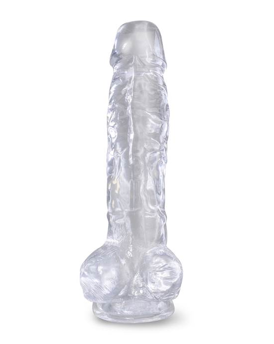 King Cock Clear Dildo with Balls  8 Inch