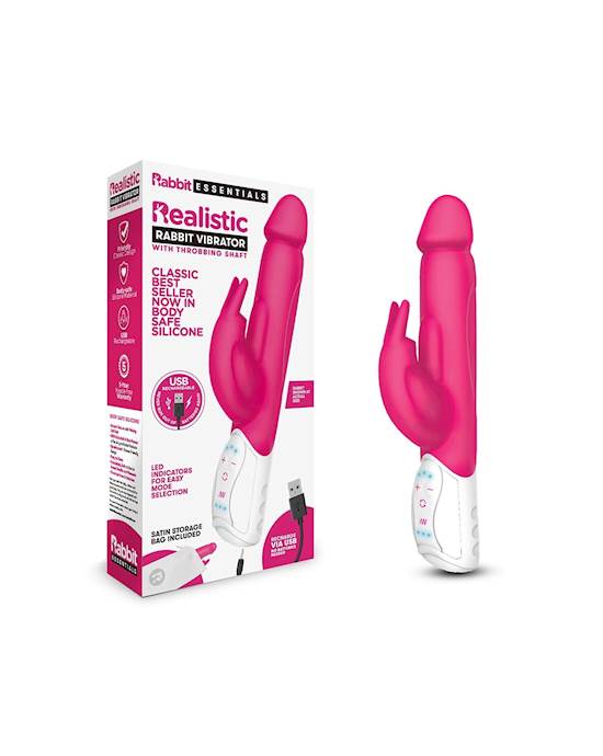 Rr Rechargeable Realistic Rabbit- Hot Pink