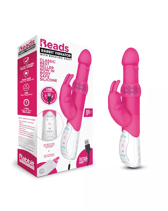 RR Rechargeable Pleasure Beads Rabbit Hot Pink