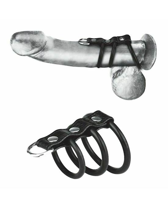 3 Ring Silicone Gates Of Hell With Leash Lead