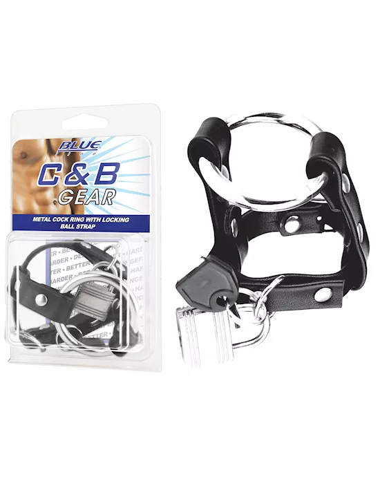 Metal Cock Ring With Locking Ball Strap