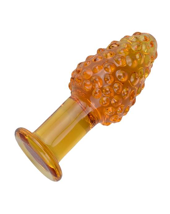 Bubbled Gold Glass Butt Plug
