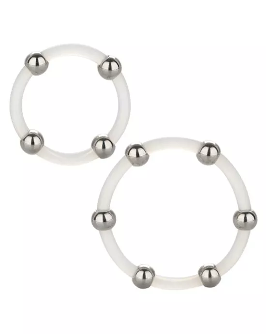 Steel Beaded Silicone CRing  Set of 2