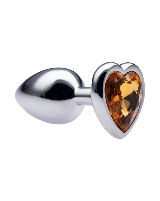Kink Range Alloy Love Heart Gemmed Butt Plug  27 Inch