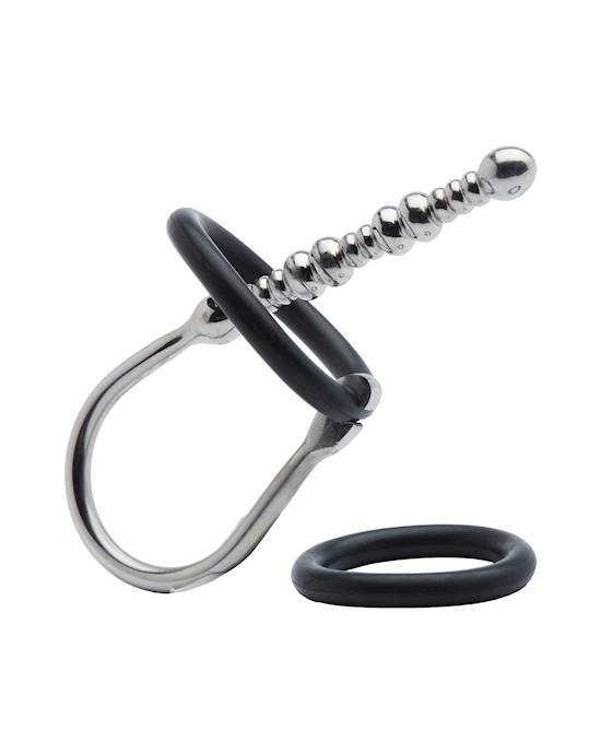 Kink Range Stainless Steel with Silicone Ring Twisted Penis Plug