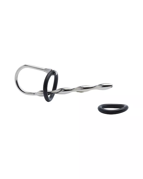 Kink Range Stainless Steel with Silicone Ring Beaded Penis Plug