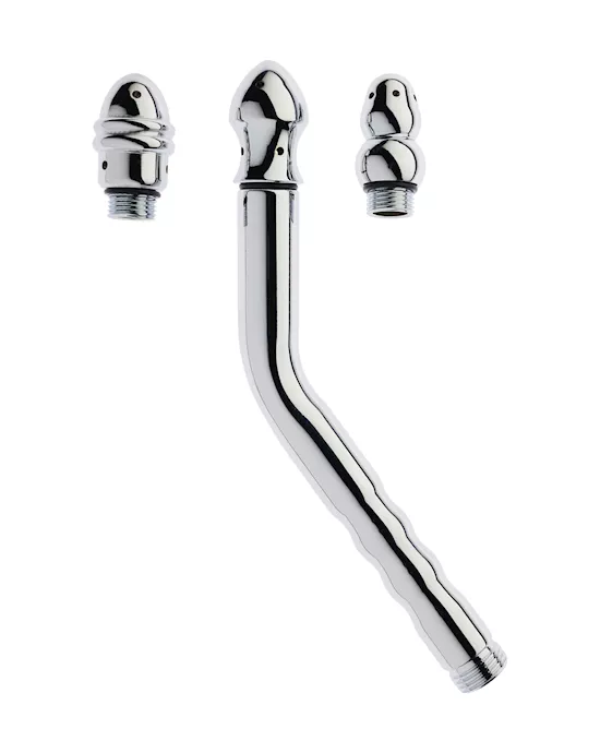 Kink Range Curved Enema Wand with Removeable Heads  82 Inch