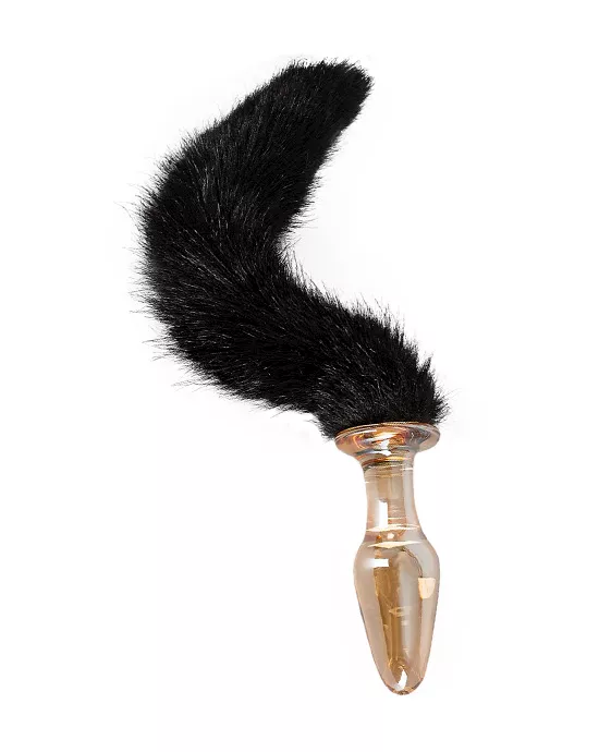 Frisky and Furry Glass Butt Plug with Tail