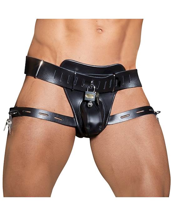 Leather Mens Chastity String 