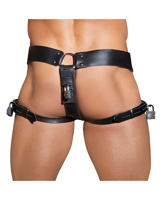Leather Mens Chastity String 
