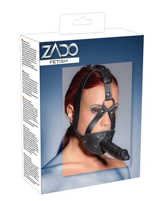 Leather Head Harness With Dildo