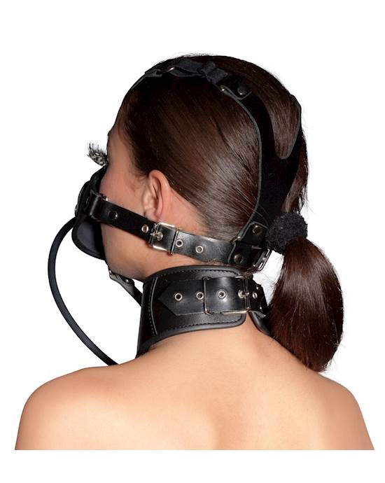 Leather Head Mask And Gag