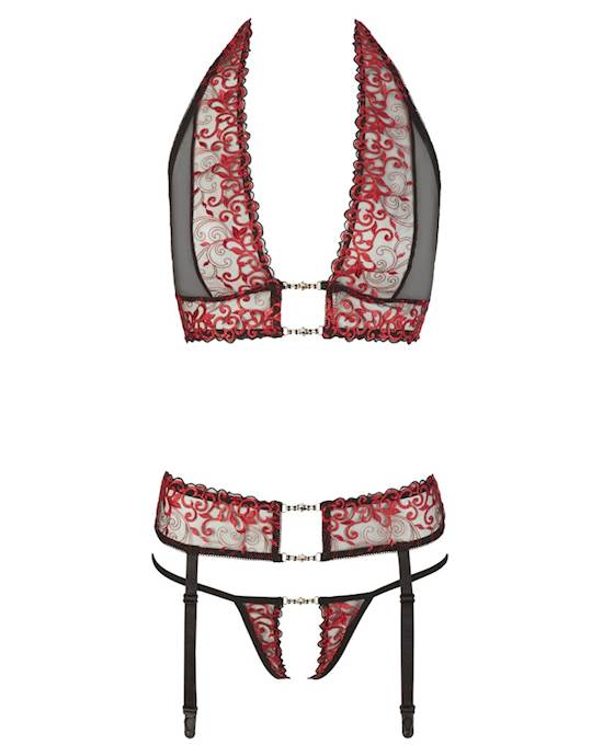 Embroidered Suspender Set 