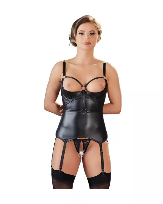 Cottelli Collection Bondage Desires Crotchless Basque Set