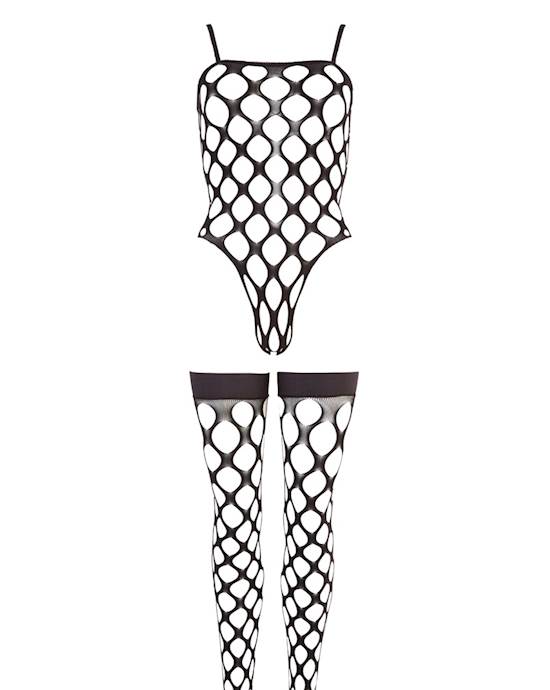 Netted Bodysuit And Stockings