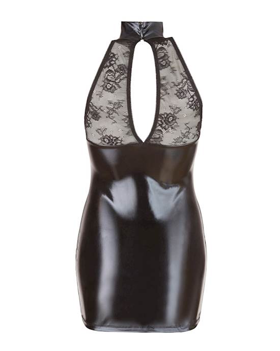Wetlook Dress With Lace Insert
