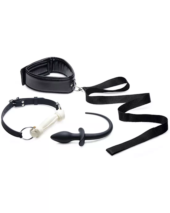 Tailz Puppy Play Set  Silicone Bone Gag Tail Anal Plug and Collar