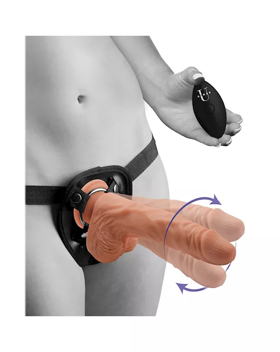 10X Groove Harness with Vibrating and Rotating Silicone Dildo  8 Inch