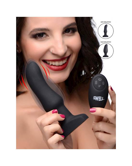 Swell Inflatable 10x Vibrating Curved Silicone Anal Plug - 6.25 Inch