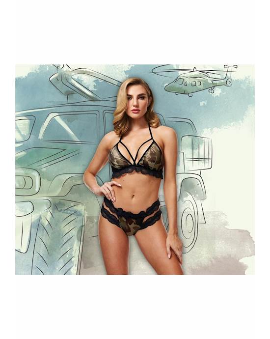 Criss-cross Mesh And Lace Army Girl 