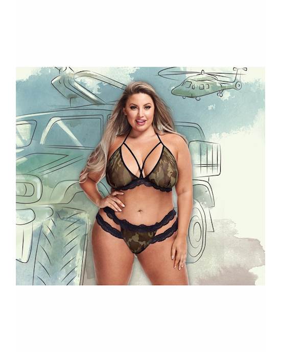 CrissCross Mesh and Lace Army Girl