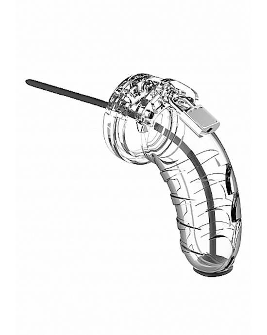 Model 16 - Chastity Cage With Silicone Urethal Sounding Rod - 4.5 Inch