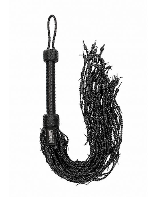 Leather Barbed Wire Flogger- Black