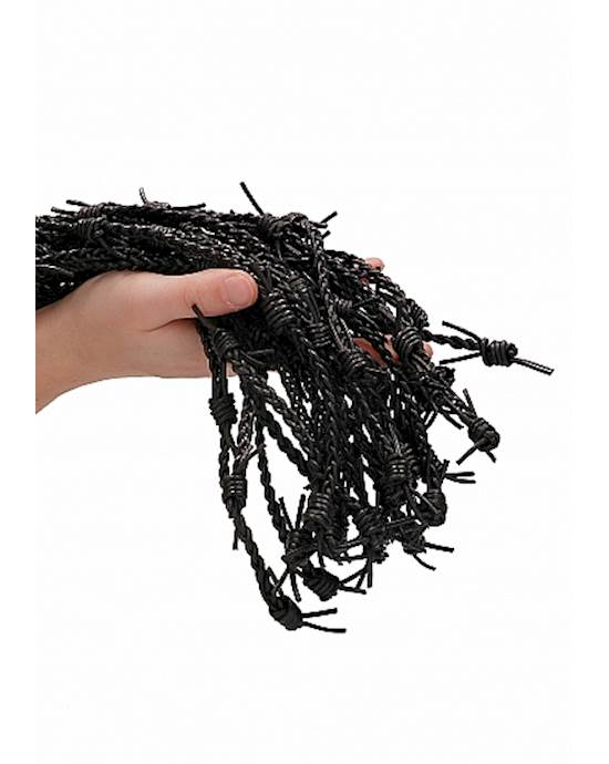 Leather Barbed Wire Flogger- Black