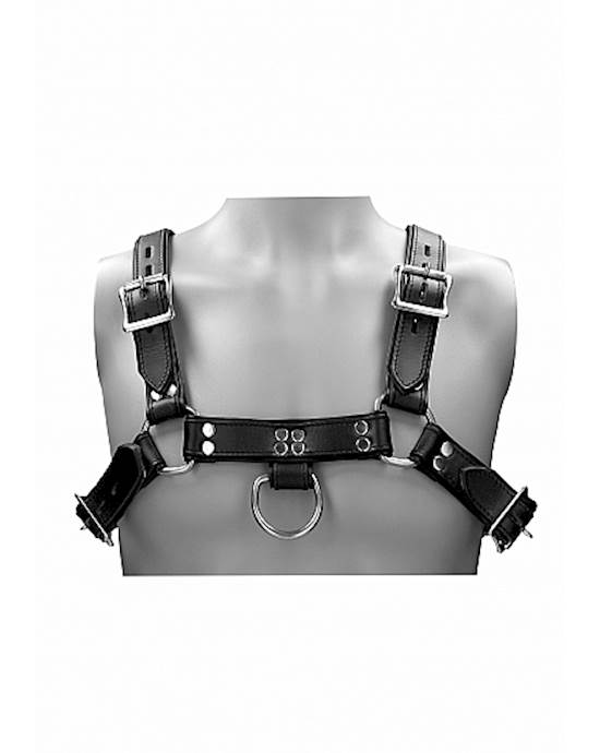 Leather Male Chest Harness- Black