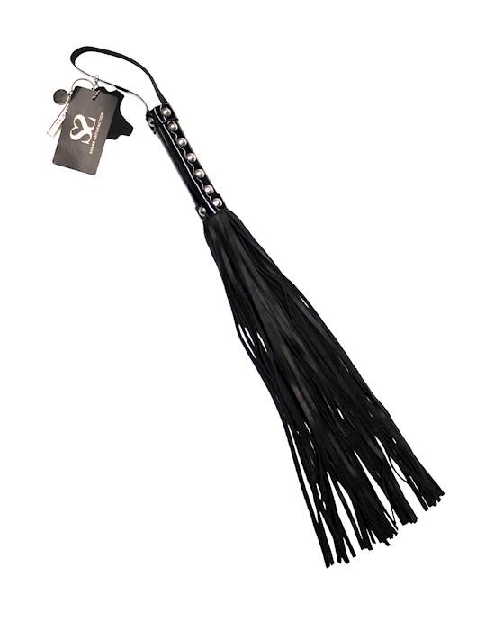 Bound X Leather Flogger with Patent Handle