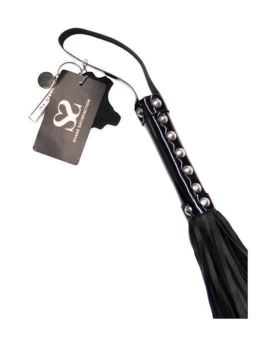 Bound X Leather Flogger With Patent Handle