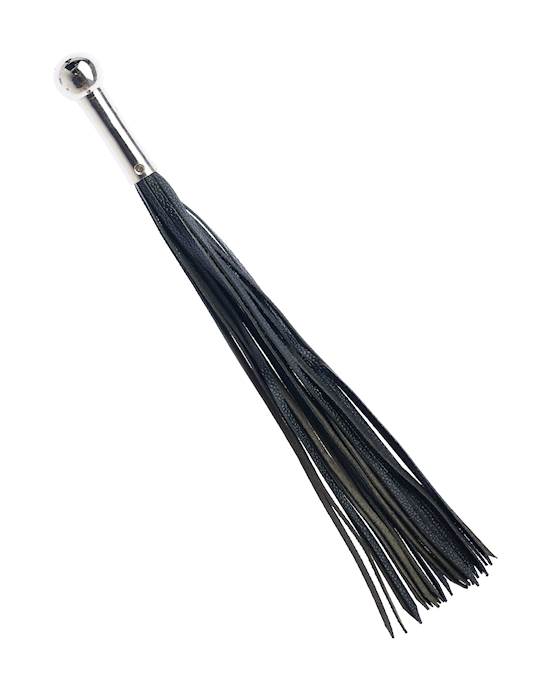 Bound X Textured Leather Flogger with Round Metal Handle