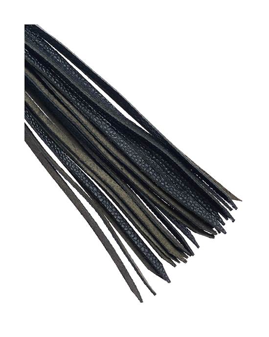 Bound X Textured Leather Flogger With Round Metal Handle