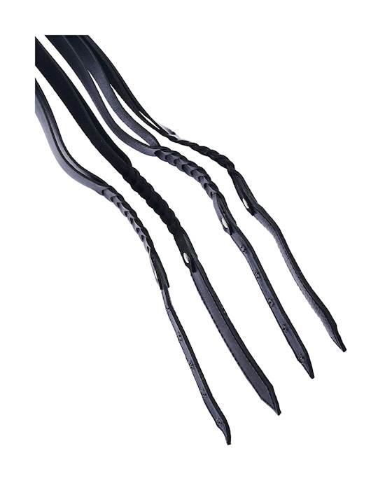 Bound X Spiked Leather Flogger With Braid Detail