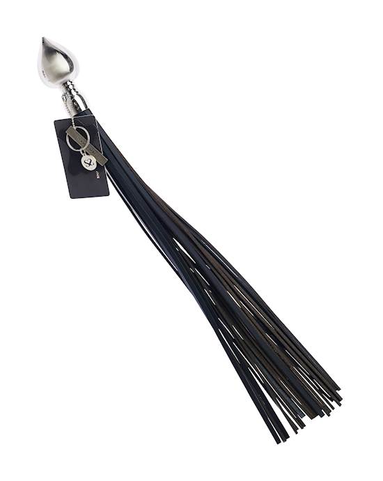 Bound X Saddle Leather Flogger with Tapered Metal Handle