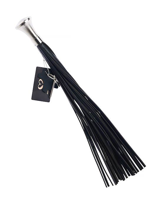 Bound X Saddle Leather Flogger with Flat Top Handle