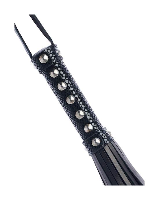 Bound X Leather Flogger With Snake Print Handle