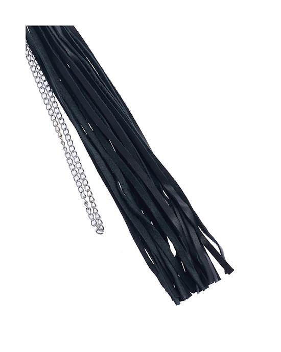 Bound X Leather Flogger With Thin Metal Handle And Chain