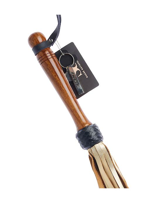 Bound X Gold Leather Flogger With Wooden Handle
