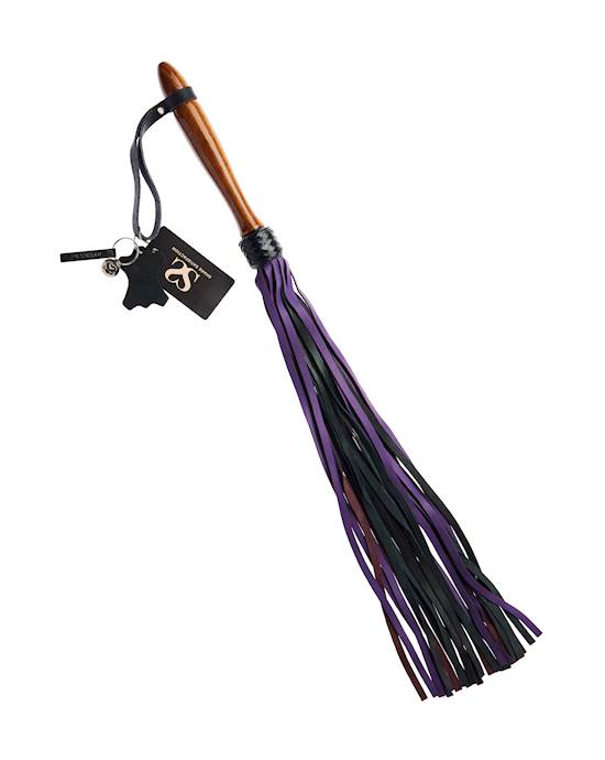 Bound X Calf Leather Flogger With Wooden Handle
